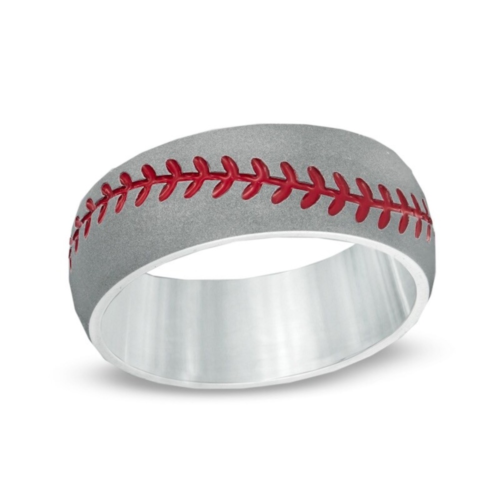 Zales Cobalt Ring with Red Stitch Design
